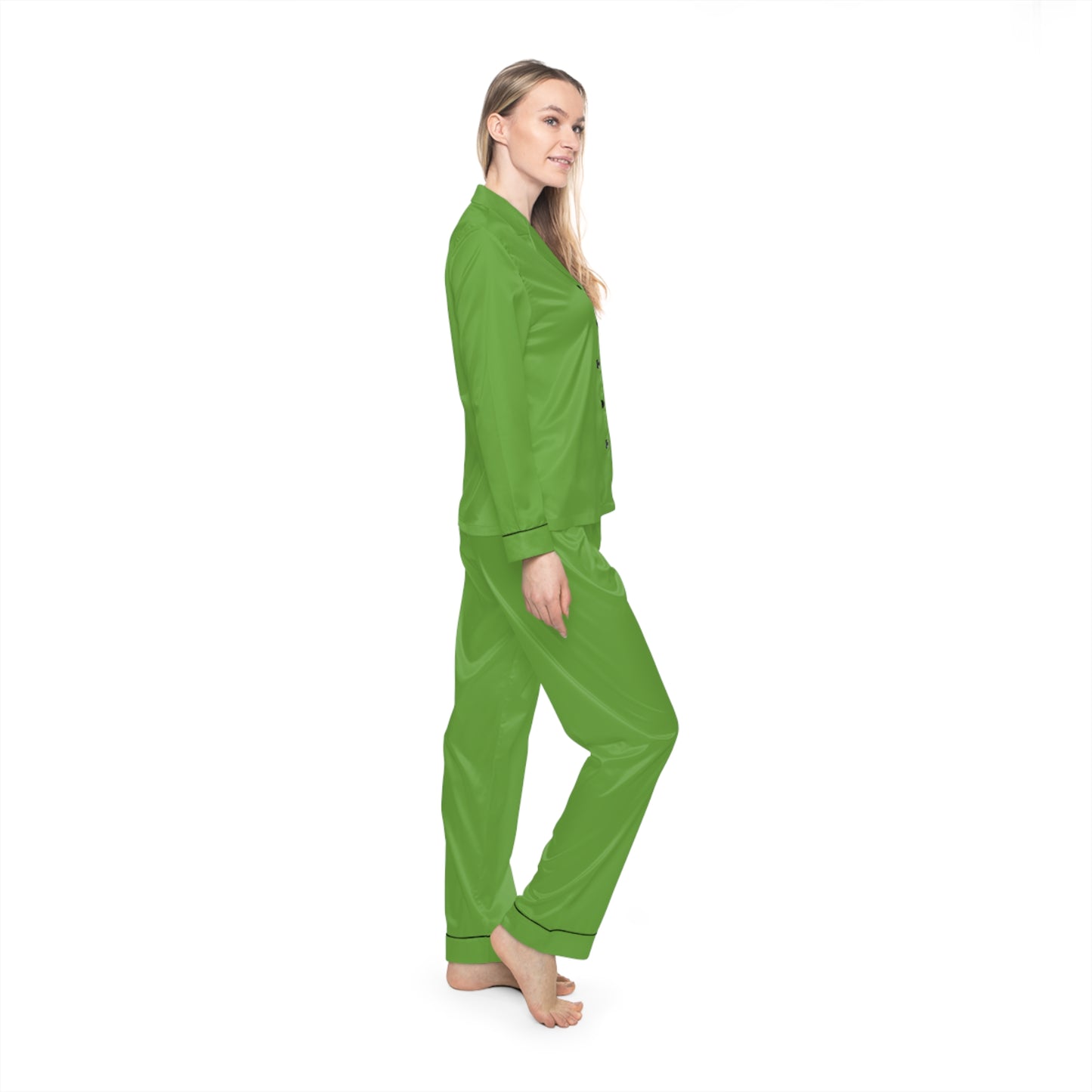 Womens Fresh Green Satin Pajama Set