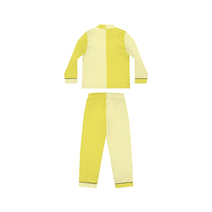 Womens Yellow Color-Block Pajama Set