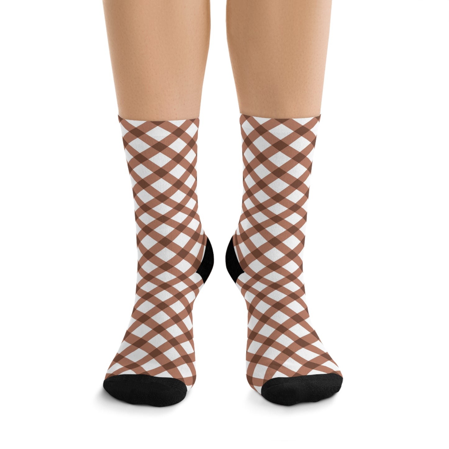 Brown Grid Delight Recycled Poly Socks