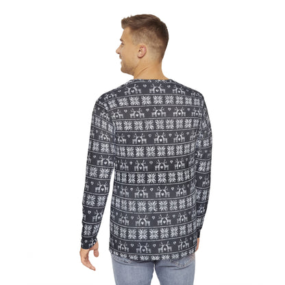 Mens Gray Festive Forest Long Sleeve Pajama Shirt