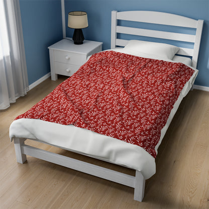 Scarlet Flora Velveteen Plush Blanket