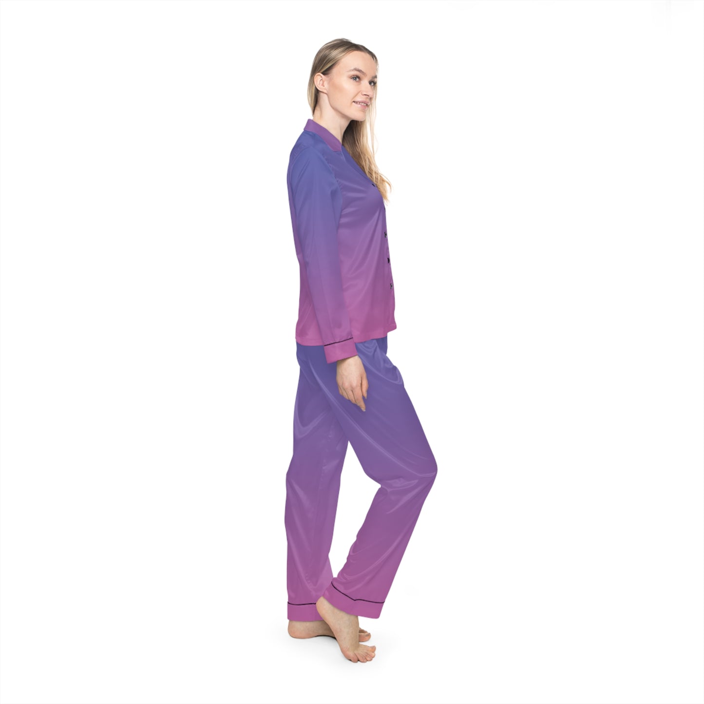 Womens Purple Ombre Satin Pajama Set