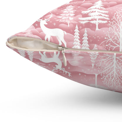 Pink Winter Wonderland Spun Polyester Square Pillow