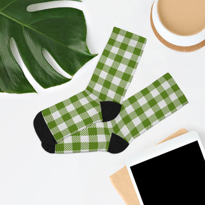 Green Plaid Recycled Poly Socks