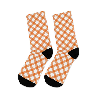 Orange Grid Delight Recycled Poly Socks