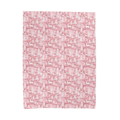 Pink Winter Wonderland Velveteen Plush Blanket