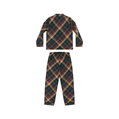 Womens Holiday Plaid Satin Pajamas