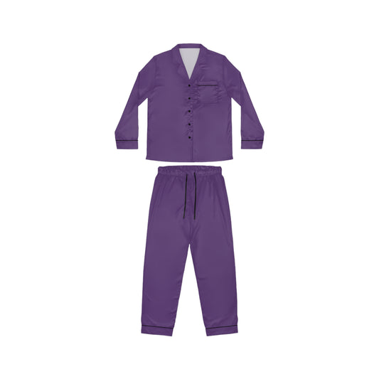 Womens Dark Purple Satin Pajama Set