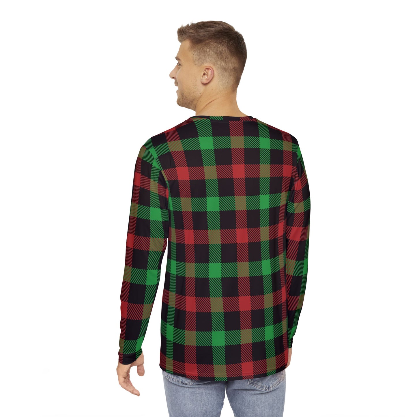 Mens Festive Plain Long Sleeve Pajama Shirt