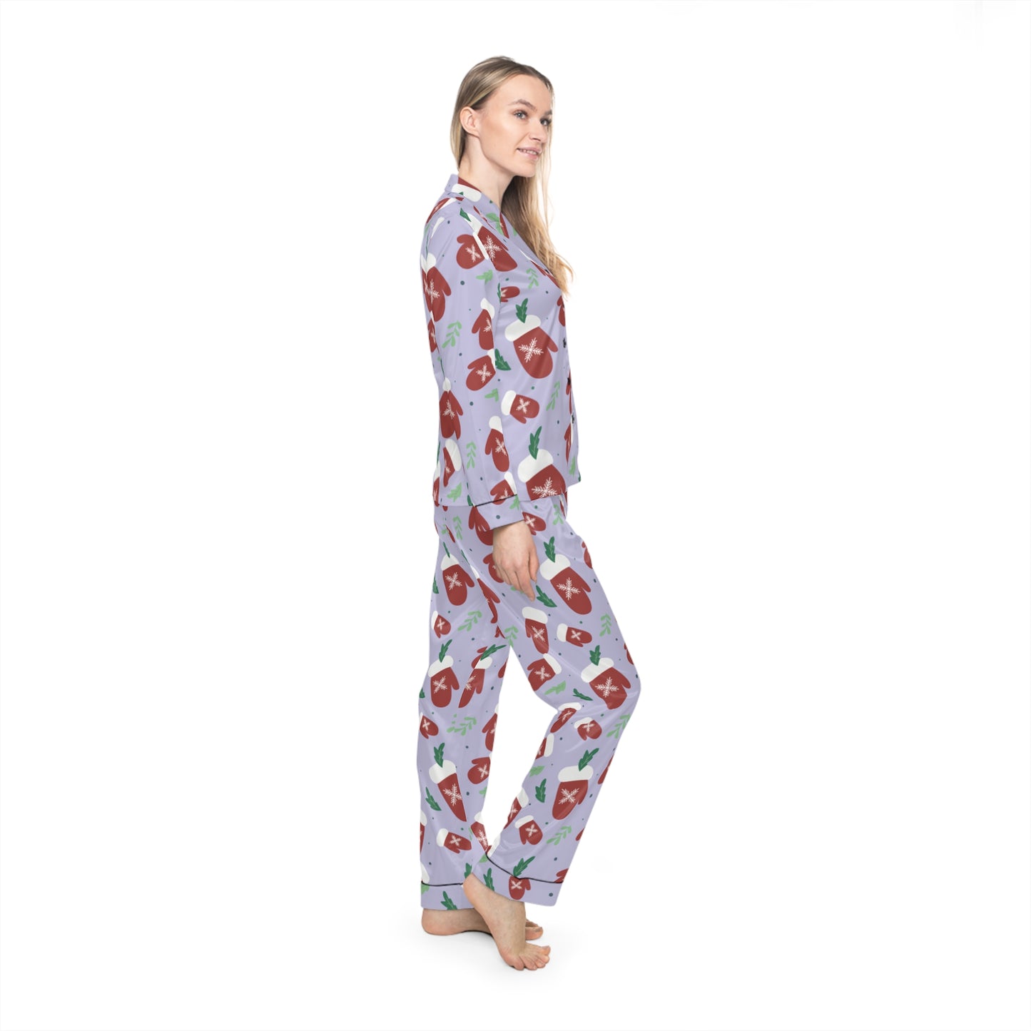 Womens Jolly Mittens Satin Pajama Set