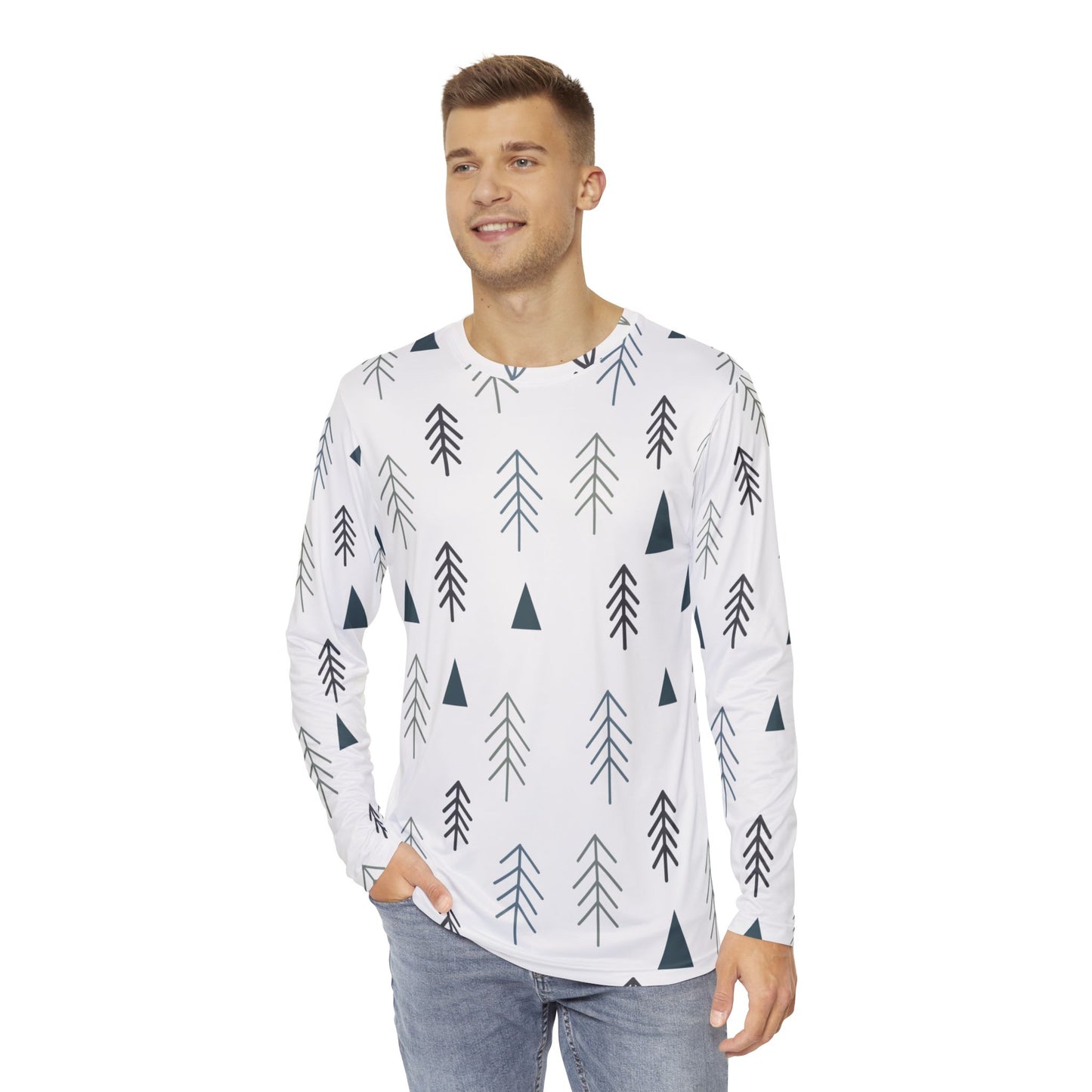 Mens Minimal Pines Long Sleeve Pajama Shirt