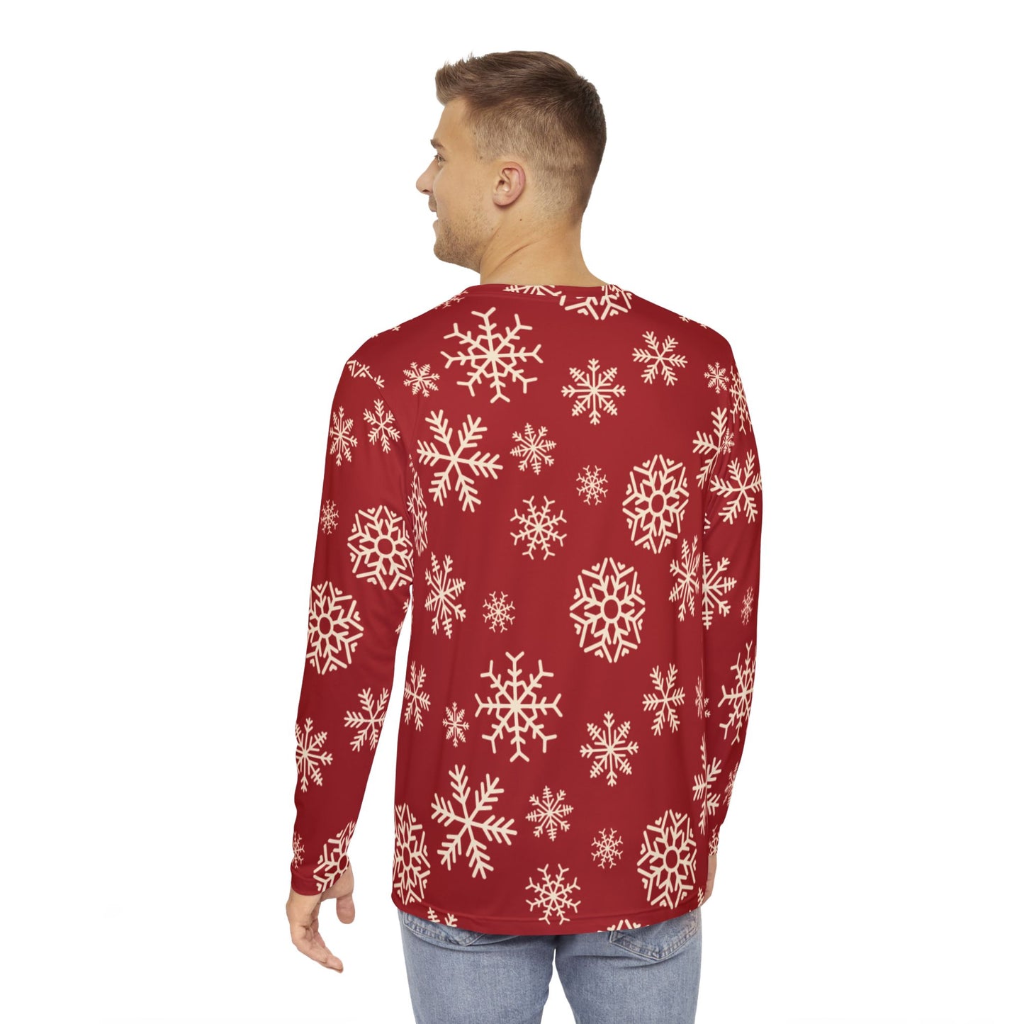 Mens Frosted Snowflakes Long Sleeve Pajama Shirt