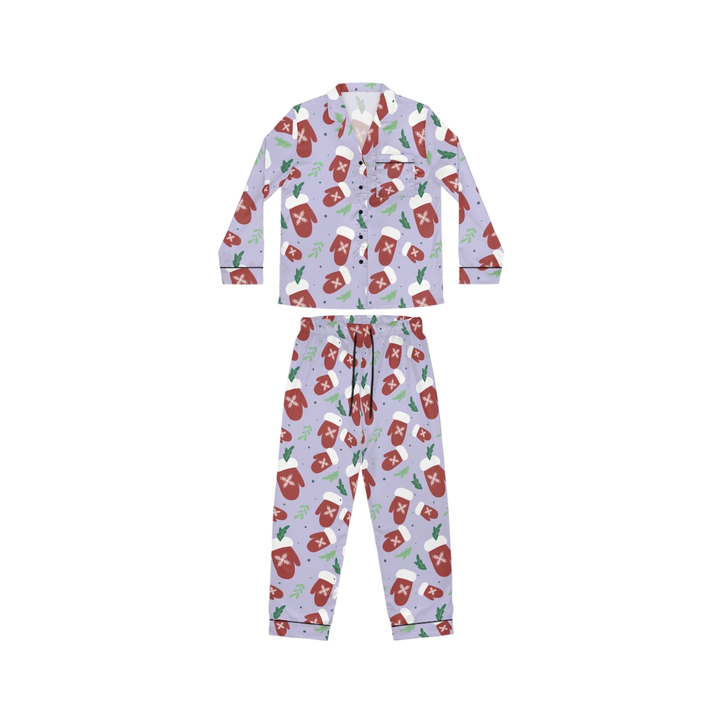 Womens Jolly Mittens Satin Pajama Set