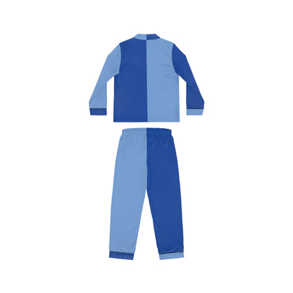 Womens Blue Color-Block Pajama Set