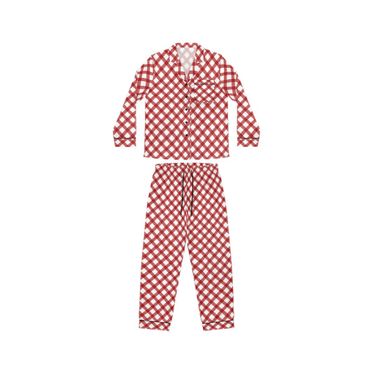 Womens Red Grid Delight Satin Pajamas