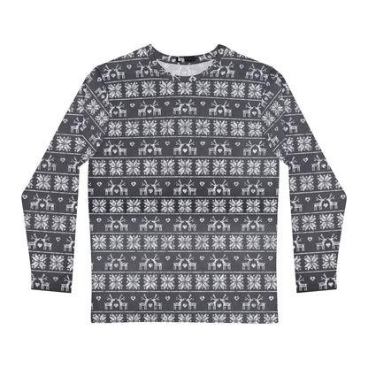 Mens Gray Festive Forest Long Sleeve Pajama Shirt