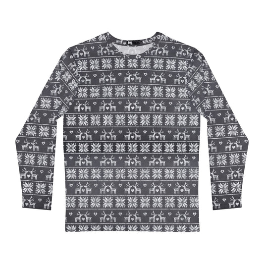 Mens Gray Festive Forest Long Sleeve Pajama Shirt