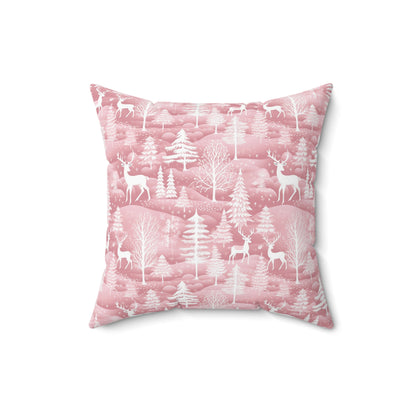 Pink Winter Wonderland Spun Polyester Square Pillow