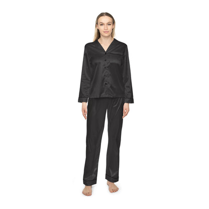 Womens Black Satin Pajama Set