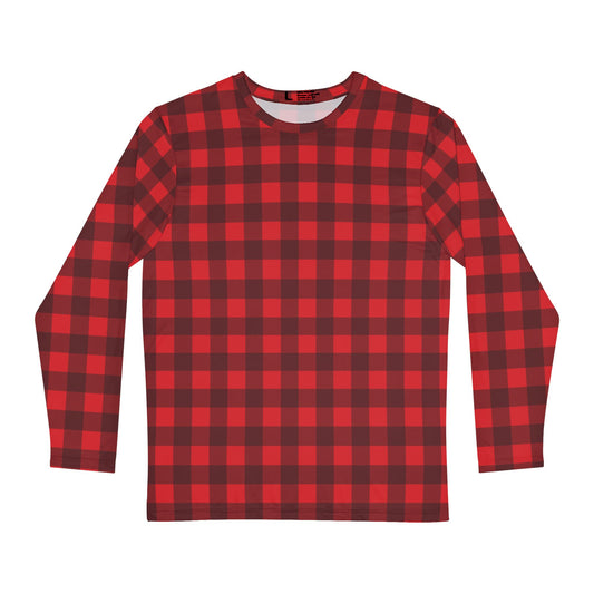 Mens Red Plain Long Sleeve Pajama Shirt