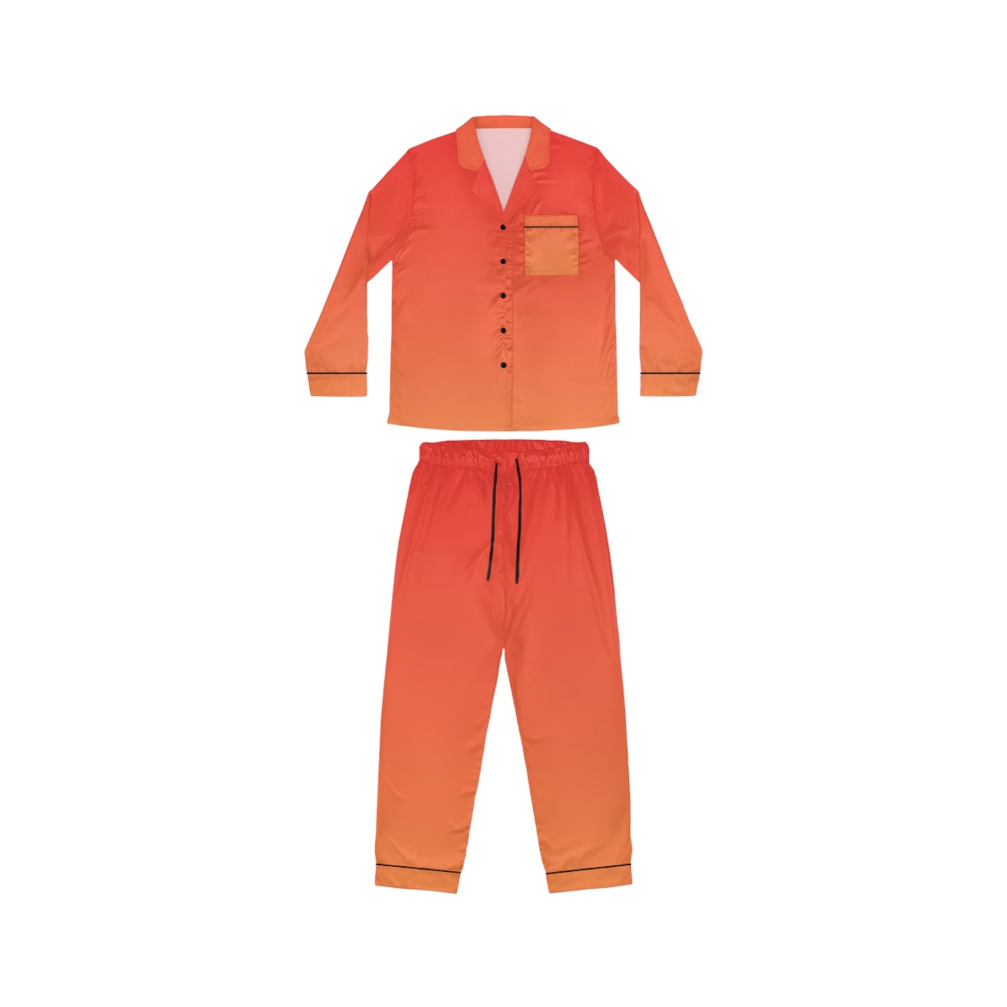 Womens Orange Ombre Satin Pajama Set