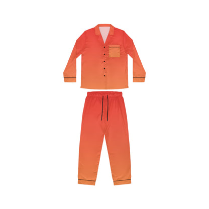 Womens Orange Ombre Satin Pajama Set