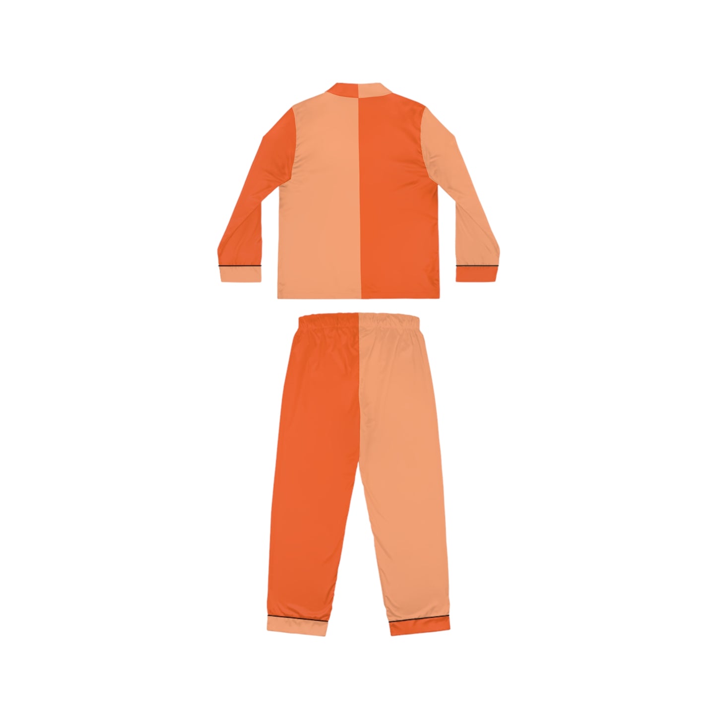 Womens Orange Color-Block Pajama Set