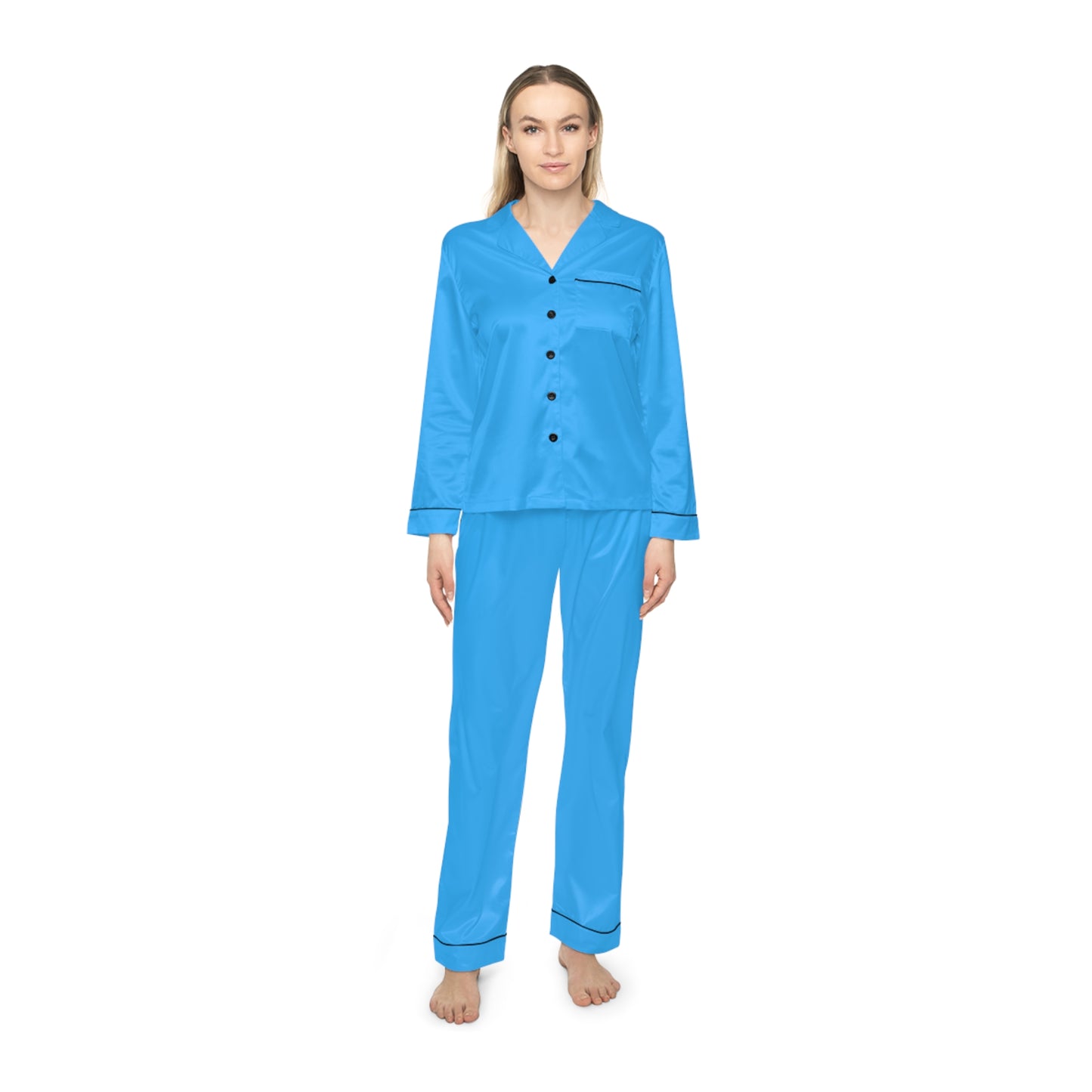 Womens Blue Sky Satin Pajama Set