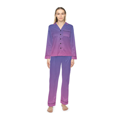 Womens Purple Ombre Satin Pajama Set