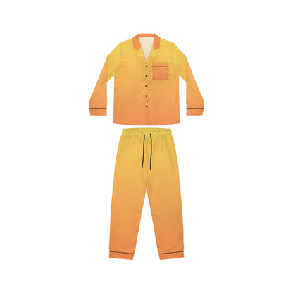 Womens Yellow Ombre Satin Pajama Set