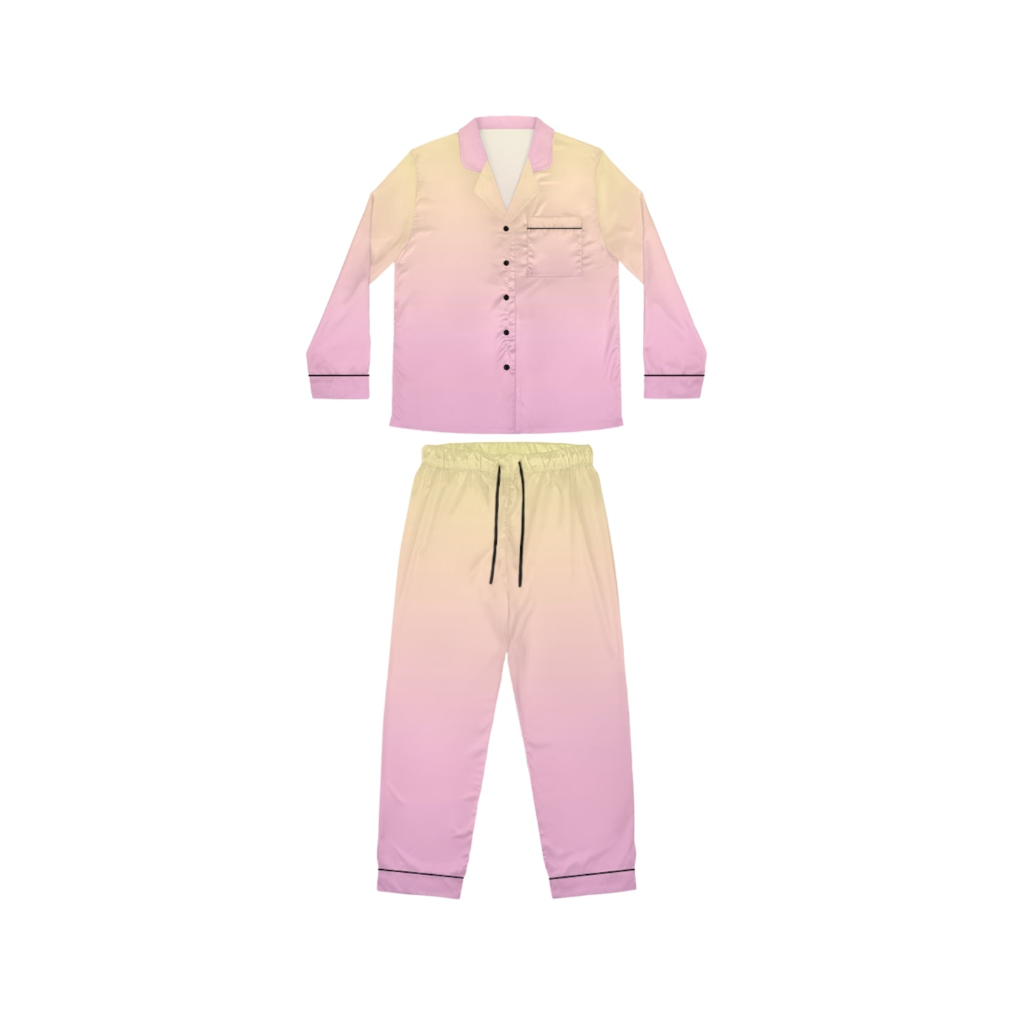 Womens Pink Ombre Satin Pajama Set