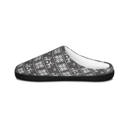 Mens Gray Festive Forest Indoor Slippers