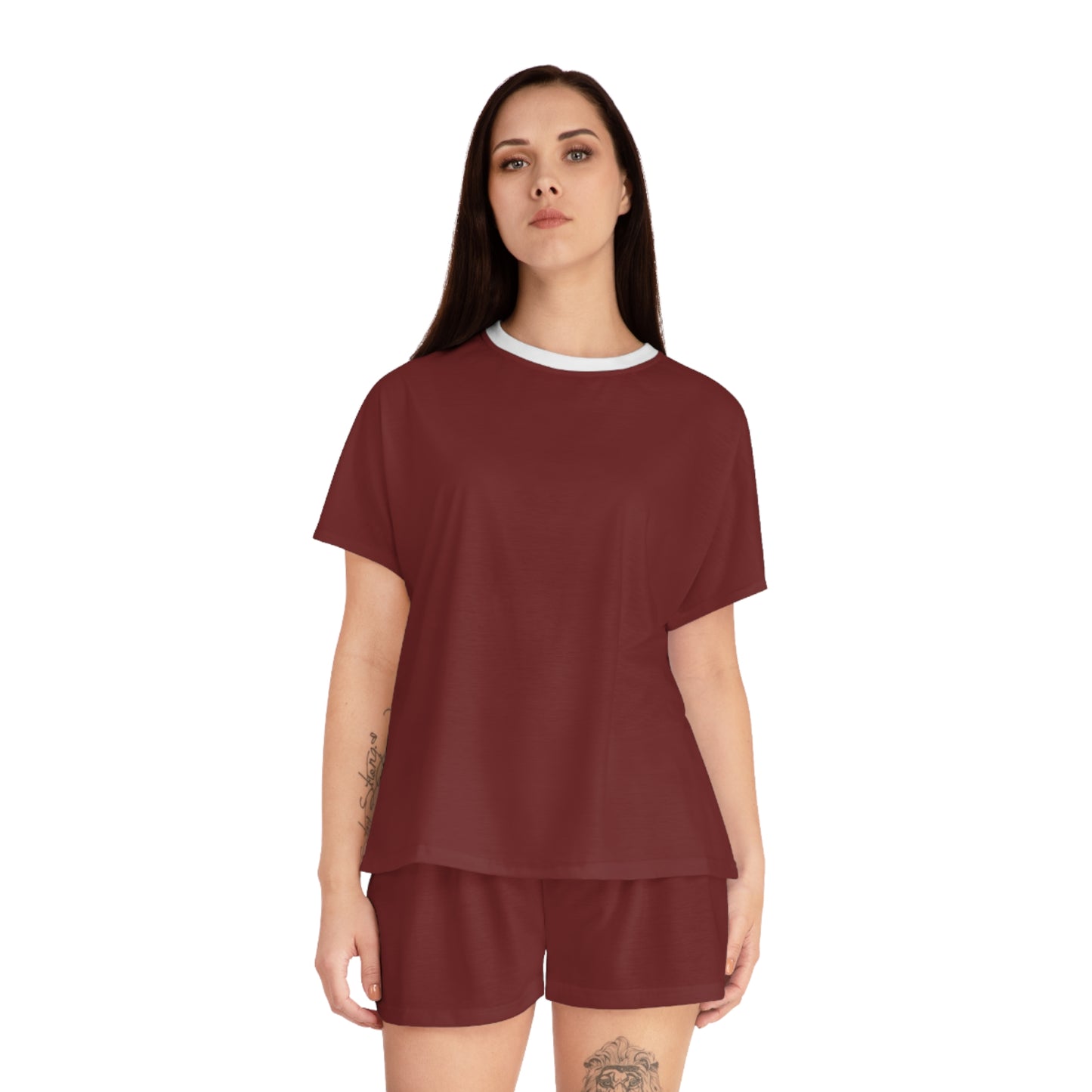 Womens Burgundy Short Pajama Set