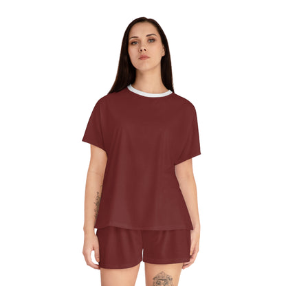 Womens Burgundy Short Pajama Set