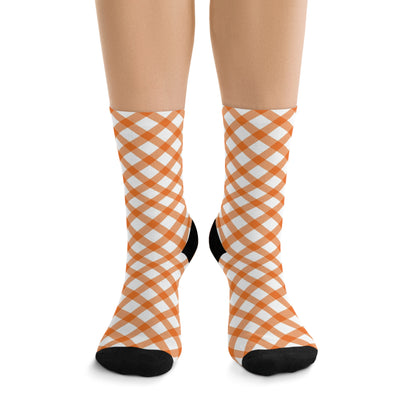 Orange Grid Delight Recycled Poly Socks