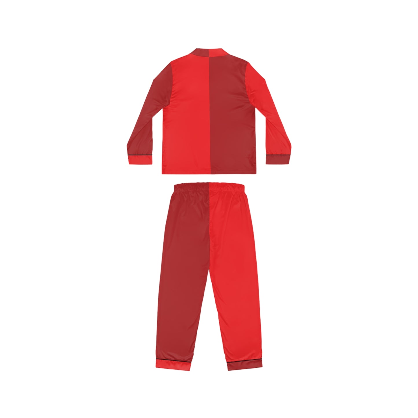 Womens Red Color-Block Pajama Set