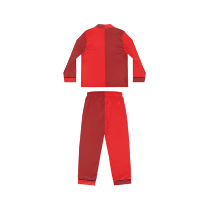 Womens Red Color-Block Pajama Set