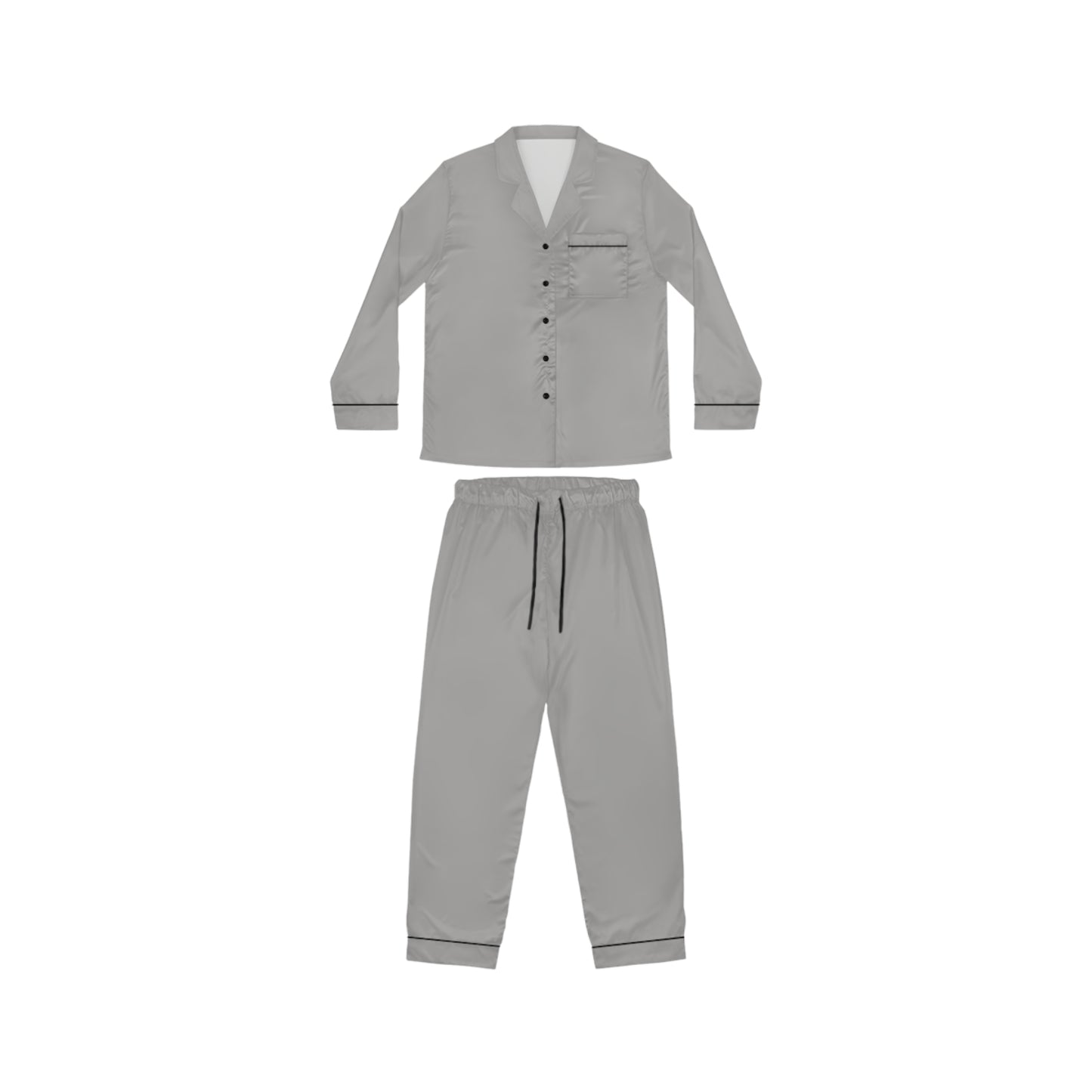 Womens Gray Satin Pajama Set