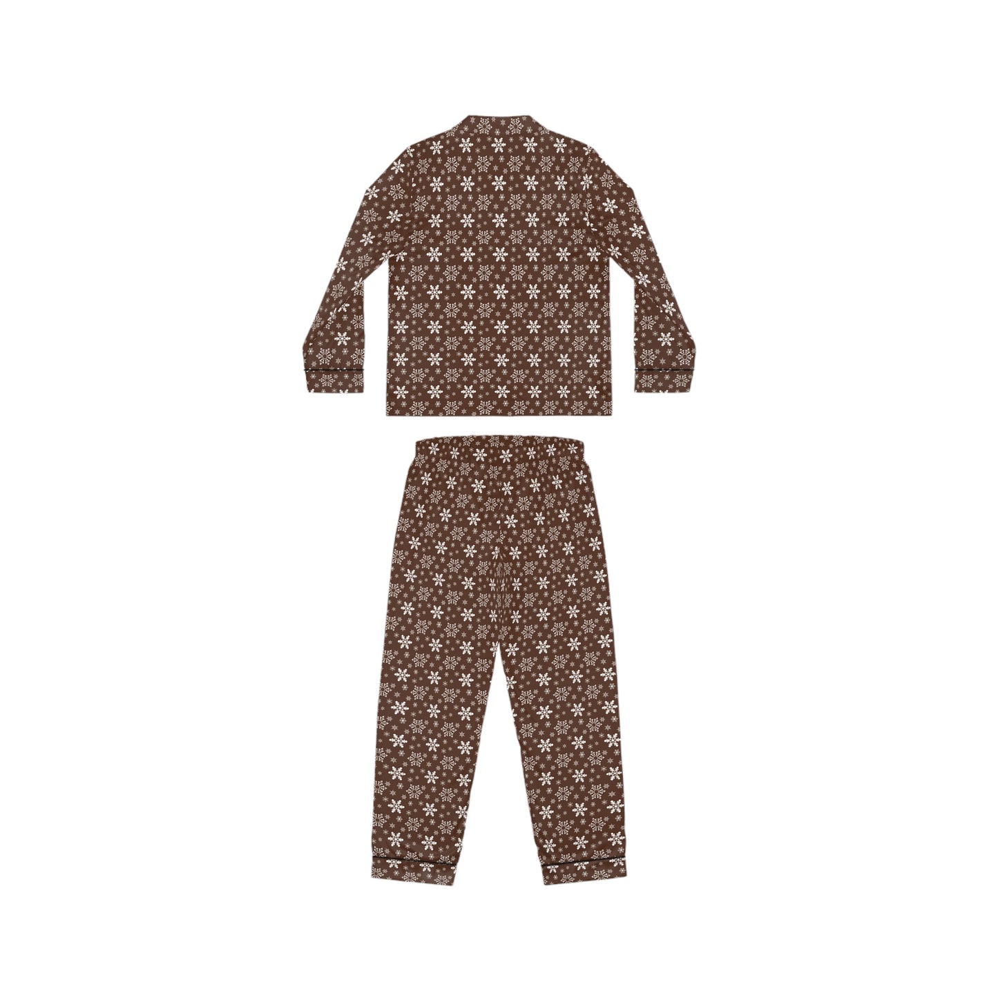 Womens Caramel Snowflakes Satin Pajamas