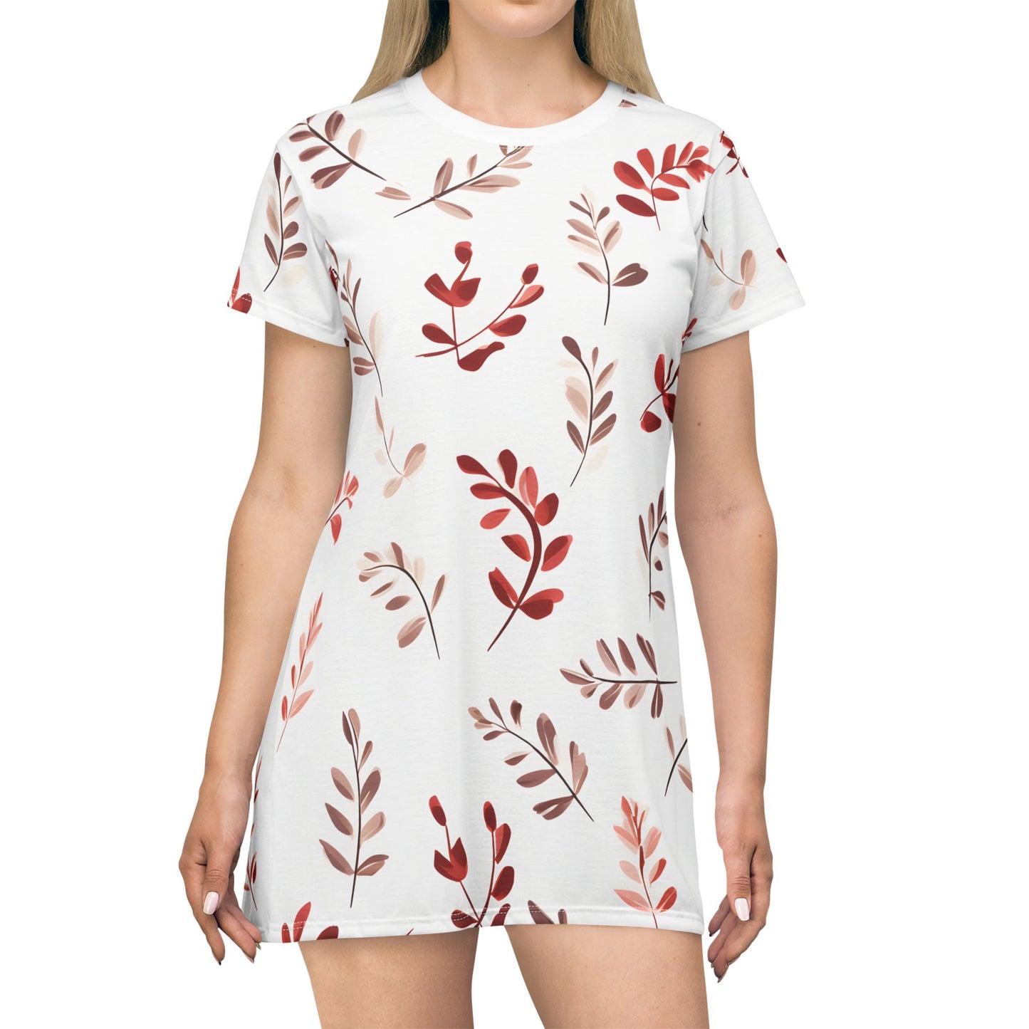 Womens Freshly Leaves T-Shirt Pajama Dress