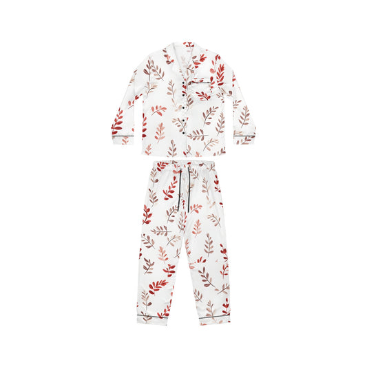 Womens Festive Foliage Satin Pajamas