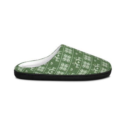 Mens Green Festive Forest Indoor Slippers