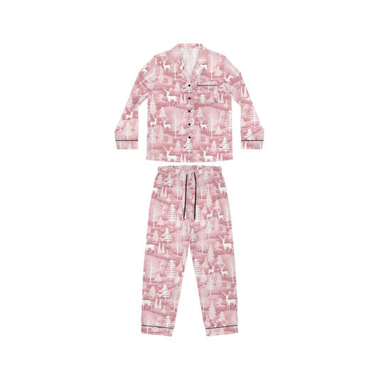 Womens Pink Winter Wonderland Satin Pajamas