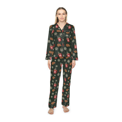 Womens Christmas Morning Satin Pajama Set