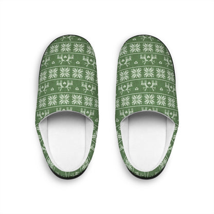 Mens Green Festive Forest Indoor Slippers