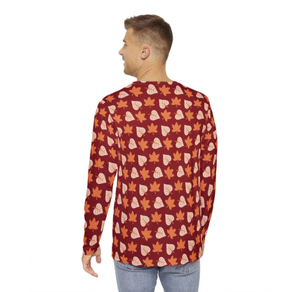 Mens Fall Leaves Long Sleeve Pajama Shirt