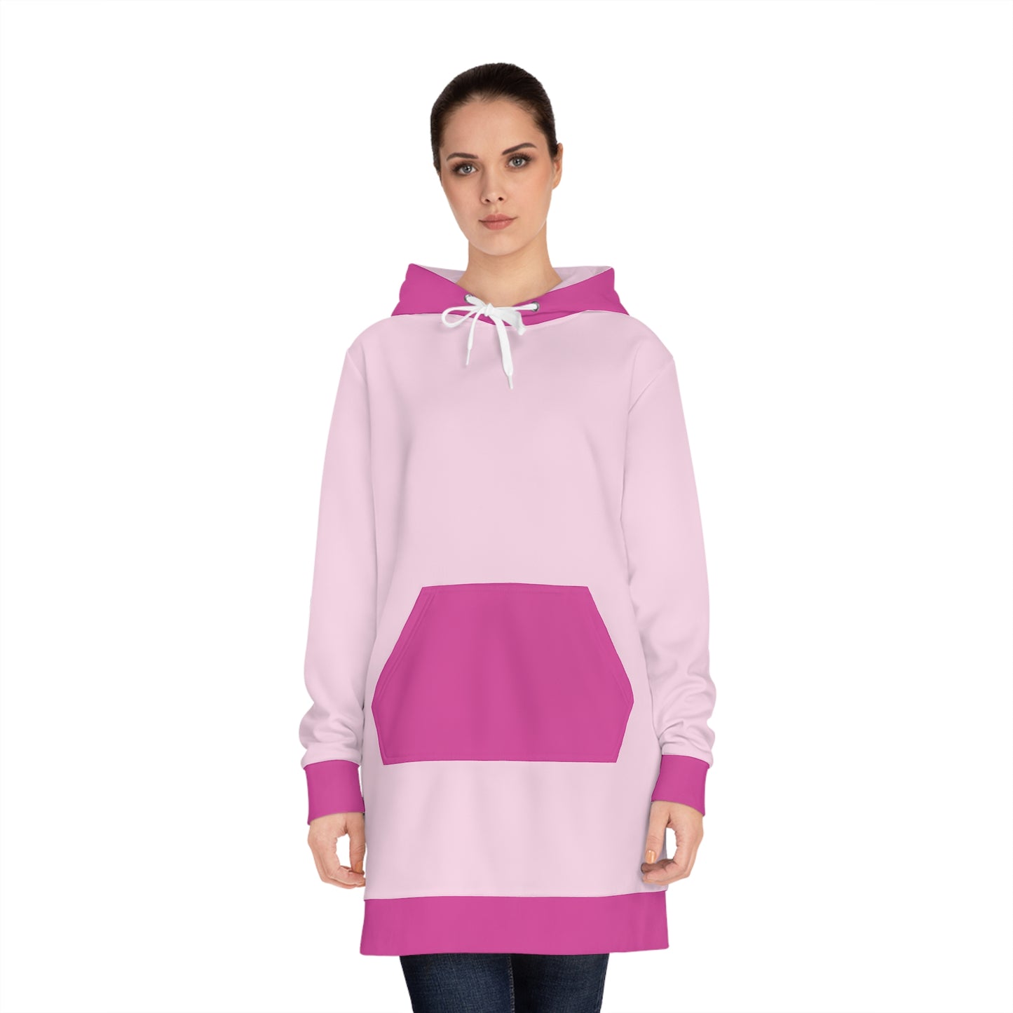 Womens Pink Color-Block Hoodie Pajama Dress