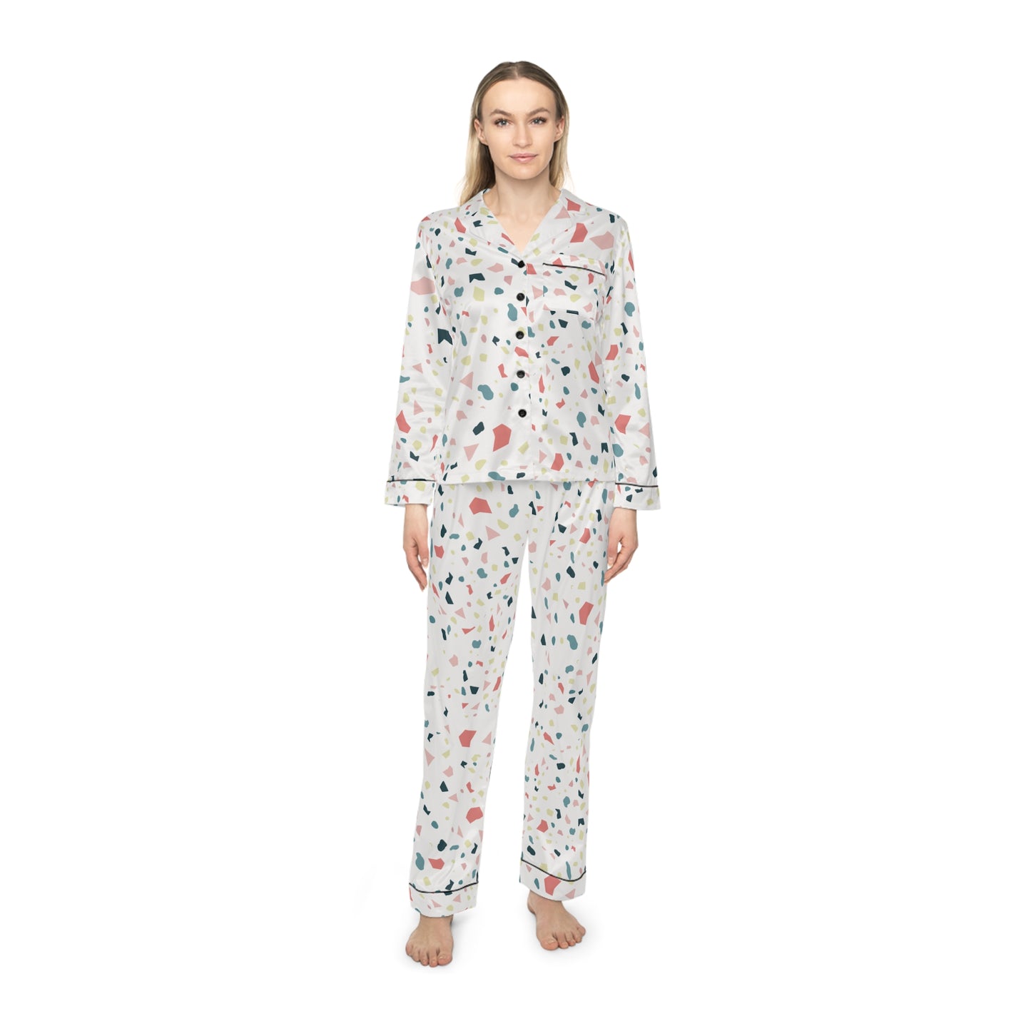 Women Dots Satin Pajama Set