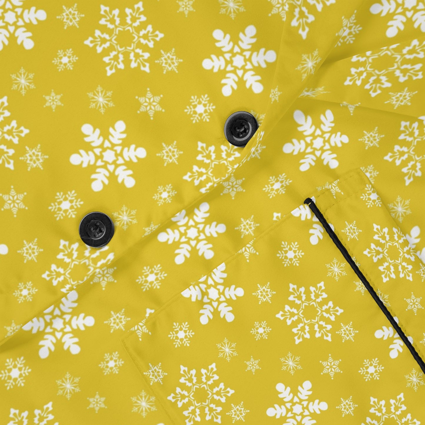 Womens Golden Yellow Snowflakes Satin Pajamas