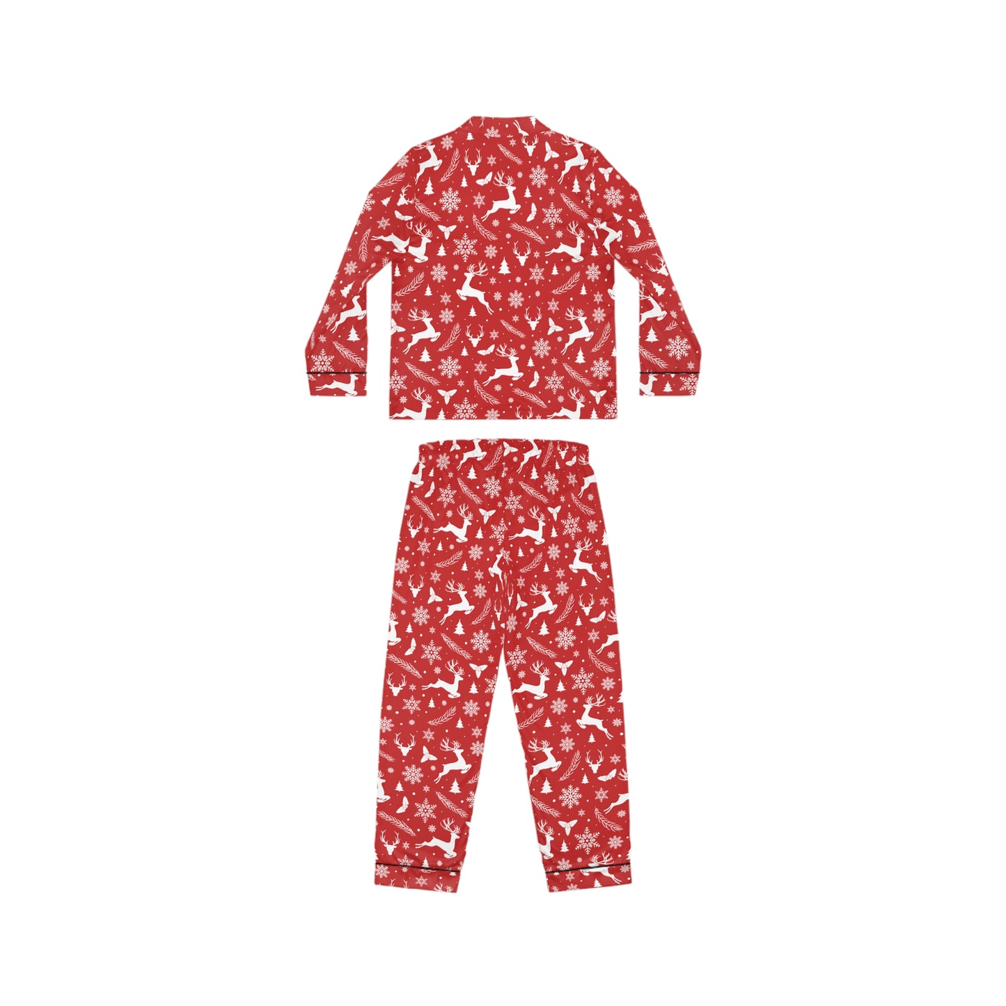 Womens Red Christmas Satin Pajama Set